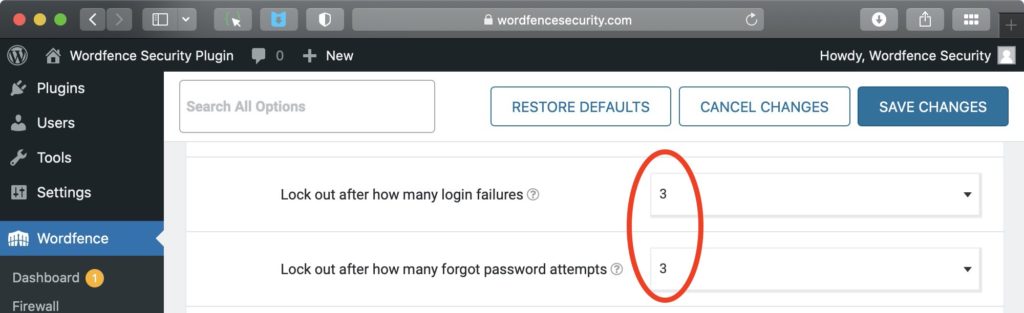 wordpress exploit wordfence brute force protection settings