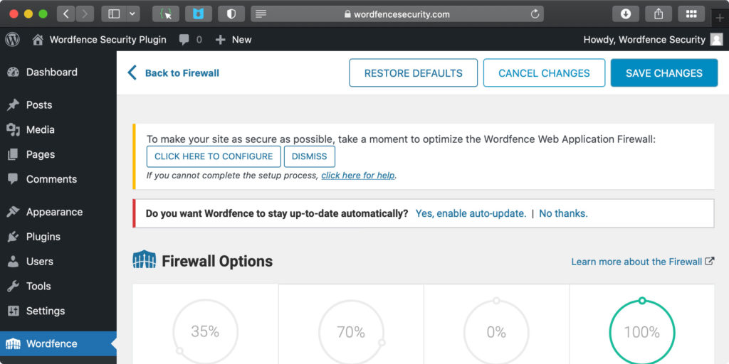 wordpress exploit wordfence dashboards first step notifications