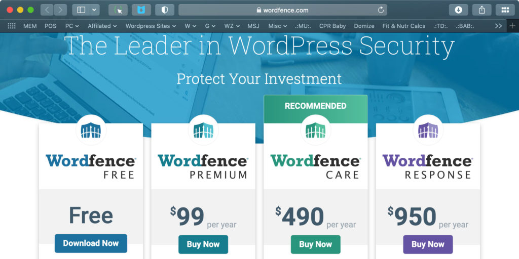 wordpress exploit wordfence pricing chart