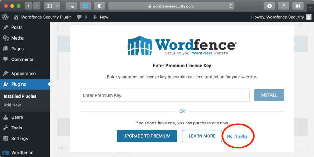 wordpress exploit wordfence setup step 2